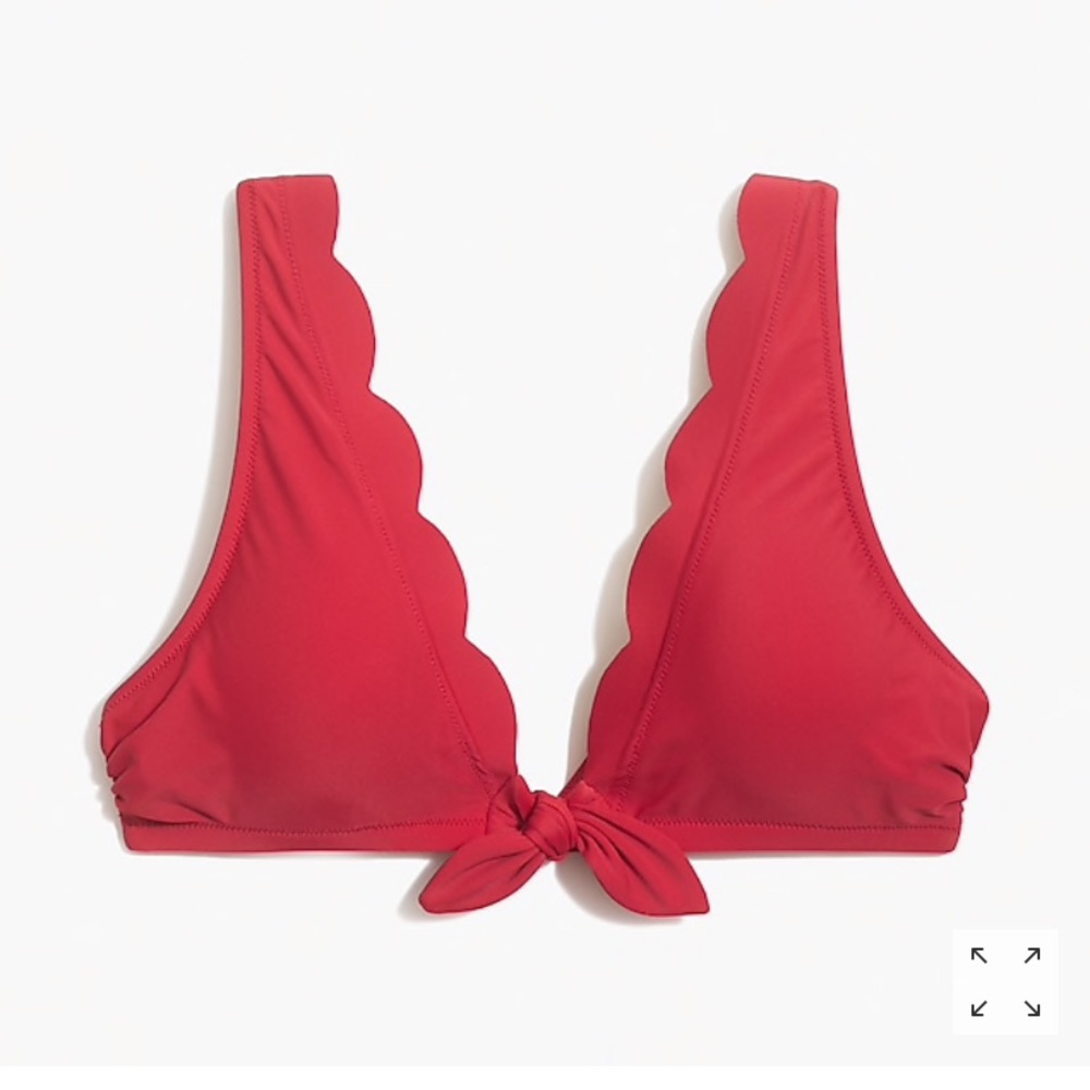 Scalloped Tie Front Bikini Top